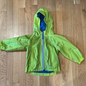 L.L. Bean Lime Green Rain Jacket with Blue Interior Sz 2T
